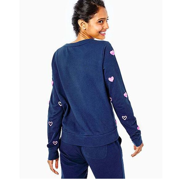 Lilly Pulitzer Rami Sweatshirt Pullover Top Heart Embroidered Cotton XS 279763 - Picture 3 of 10